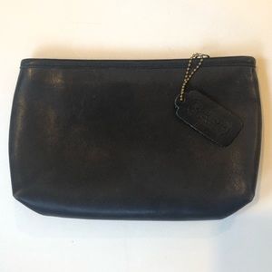 COACH vintage skinny flat black leather bag pouch